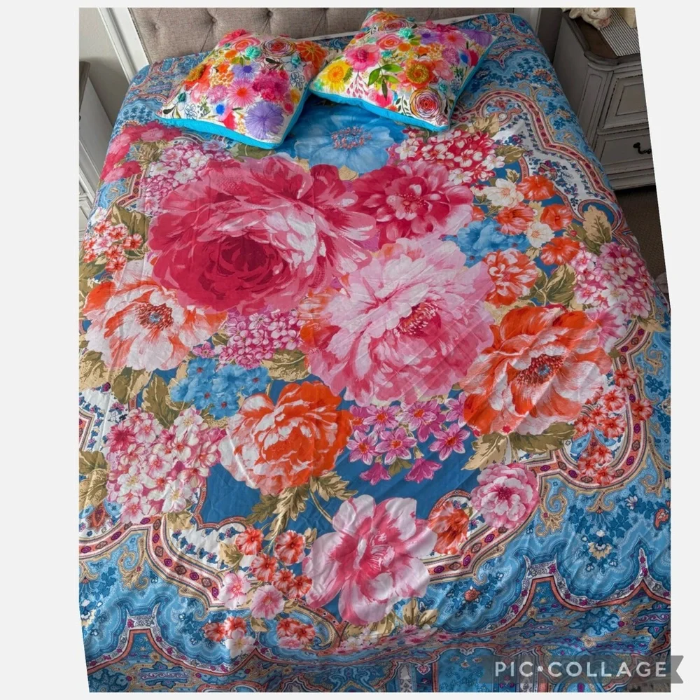 Oxford Homeware Boho Moroccan Queen Duvet Cover + 2 Throw Pillows